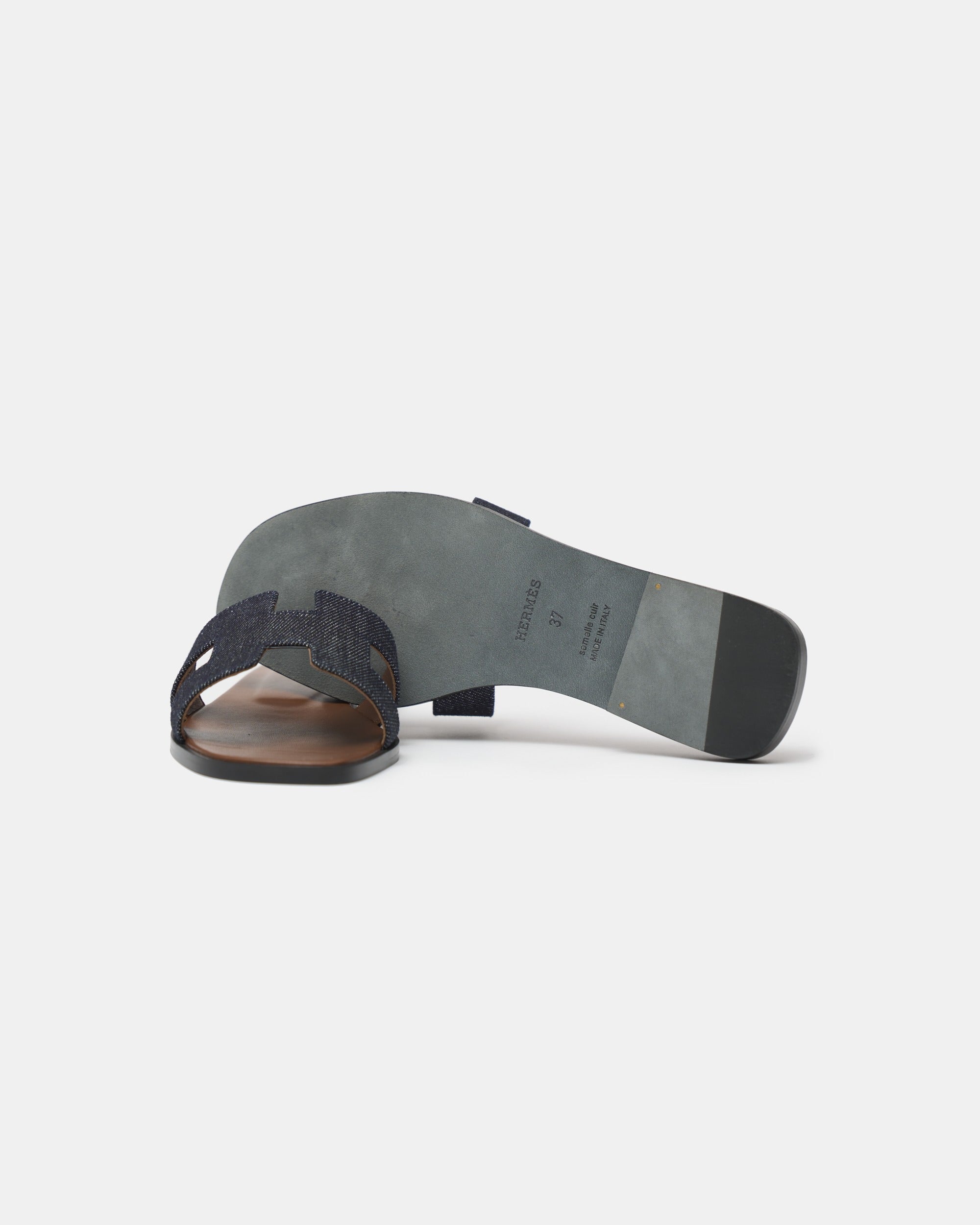 Hermès Oran Bleu Brut Denim Sandals