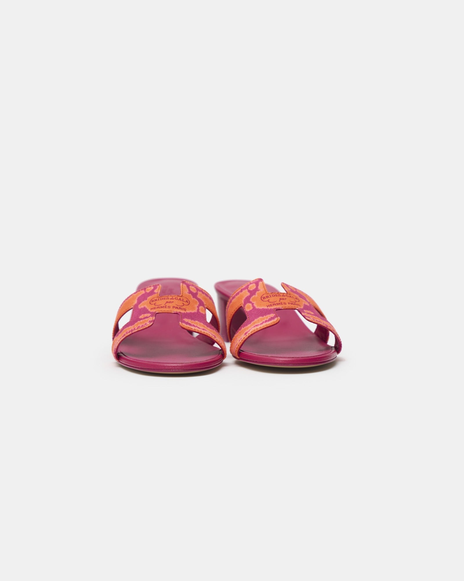 Hermès Oasis Orange Synthetic Rose Chapa Toile H Sandals
