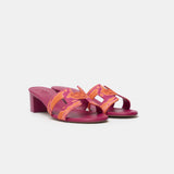 Hermès Oasis Orange Synthetic Rose Chapa Toile H Sandals