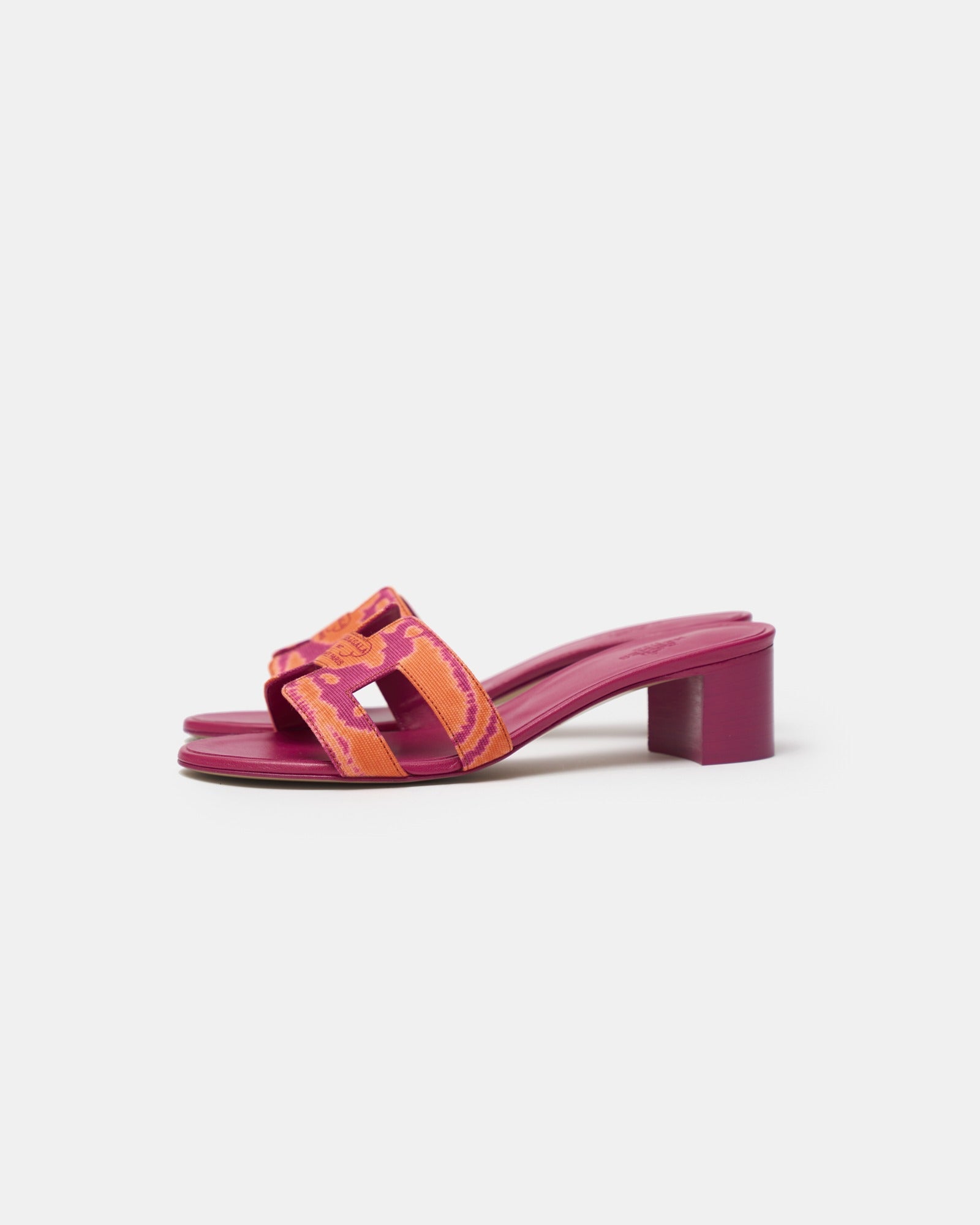 Hermès Oasis Orange Synthetic Rose Chapa Toile H Sandals