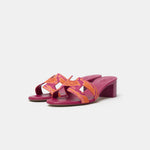 Hermès Oasis Orange Synthetic Rose Chapa Toile H Sandals