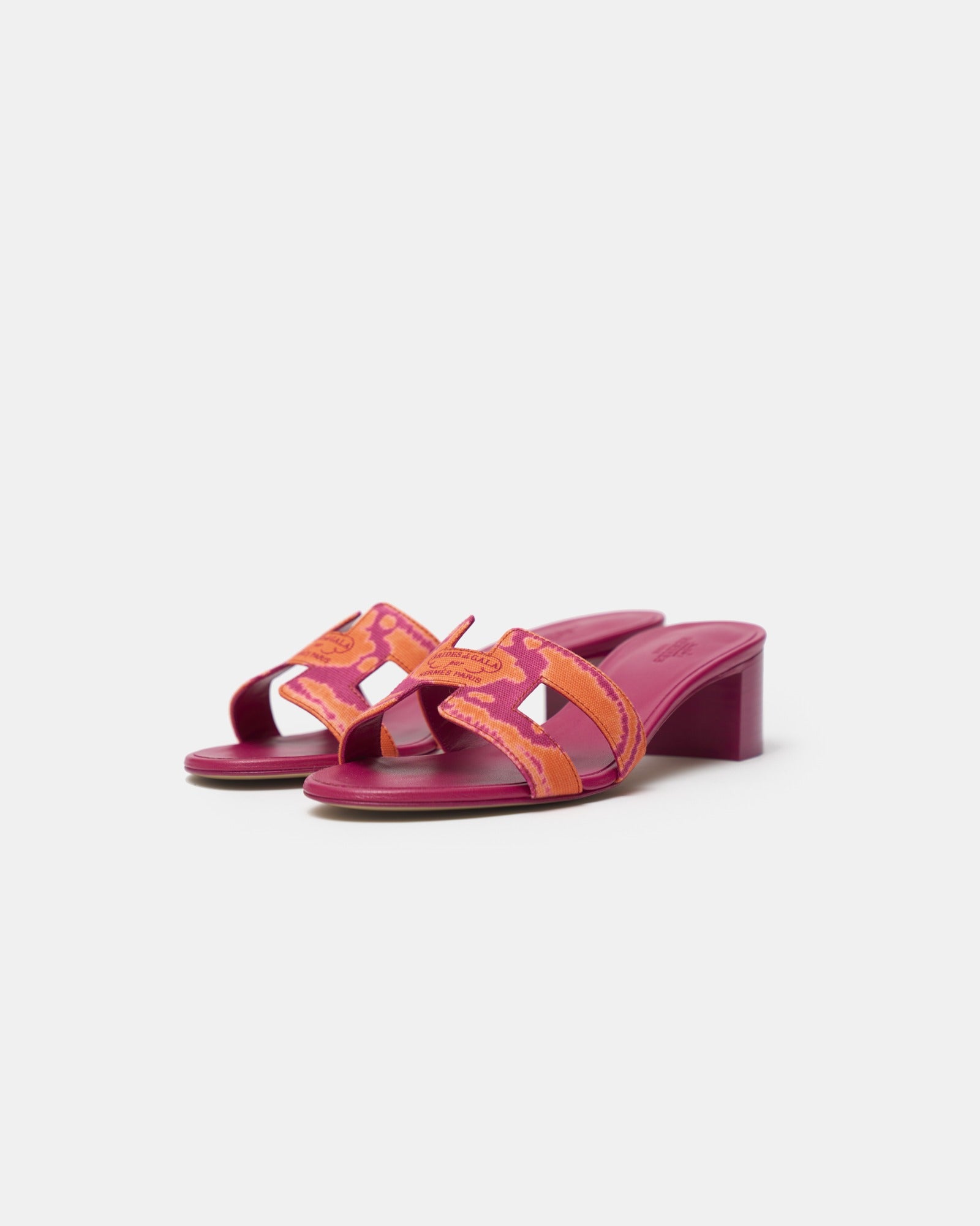 Hermès Oasis Orange Synthetic Rose Chapa Toile H Sandals
