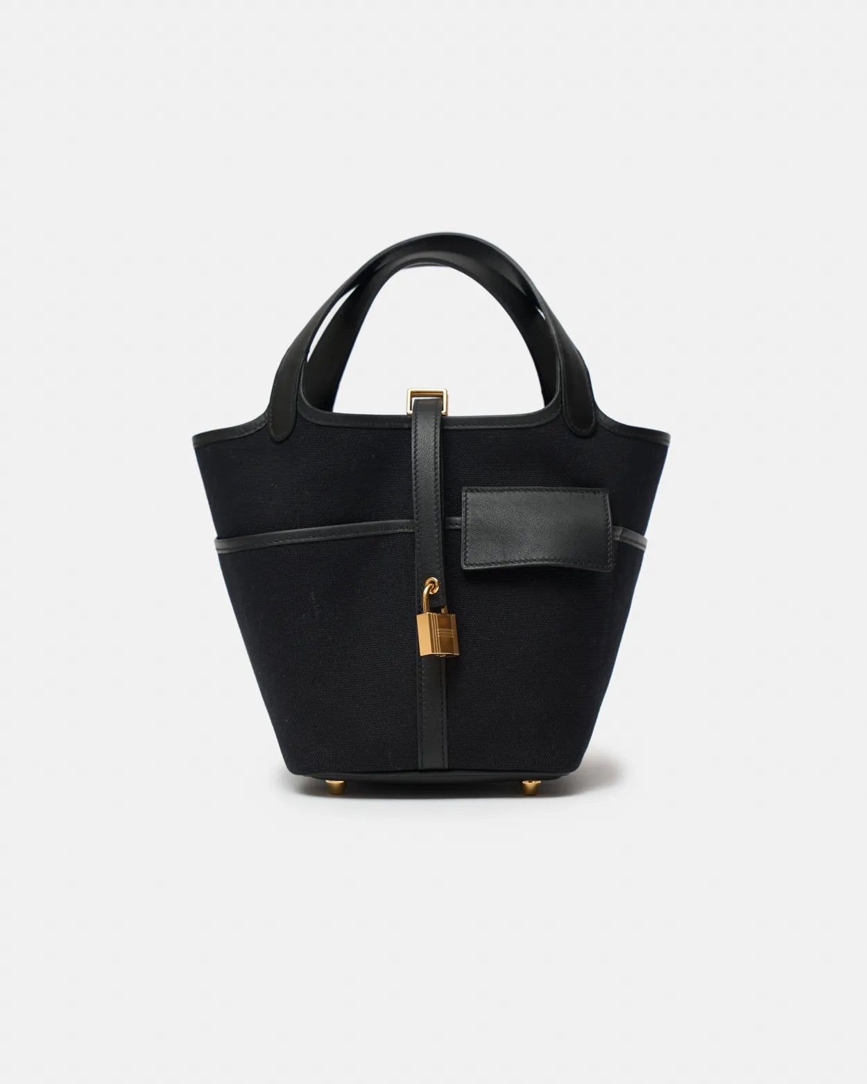 Hermès Mini Picotin 18 Cargo Black Toile Goeland Swift GHW