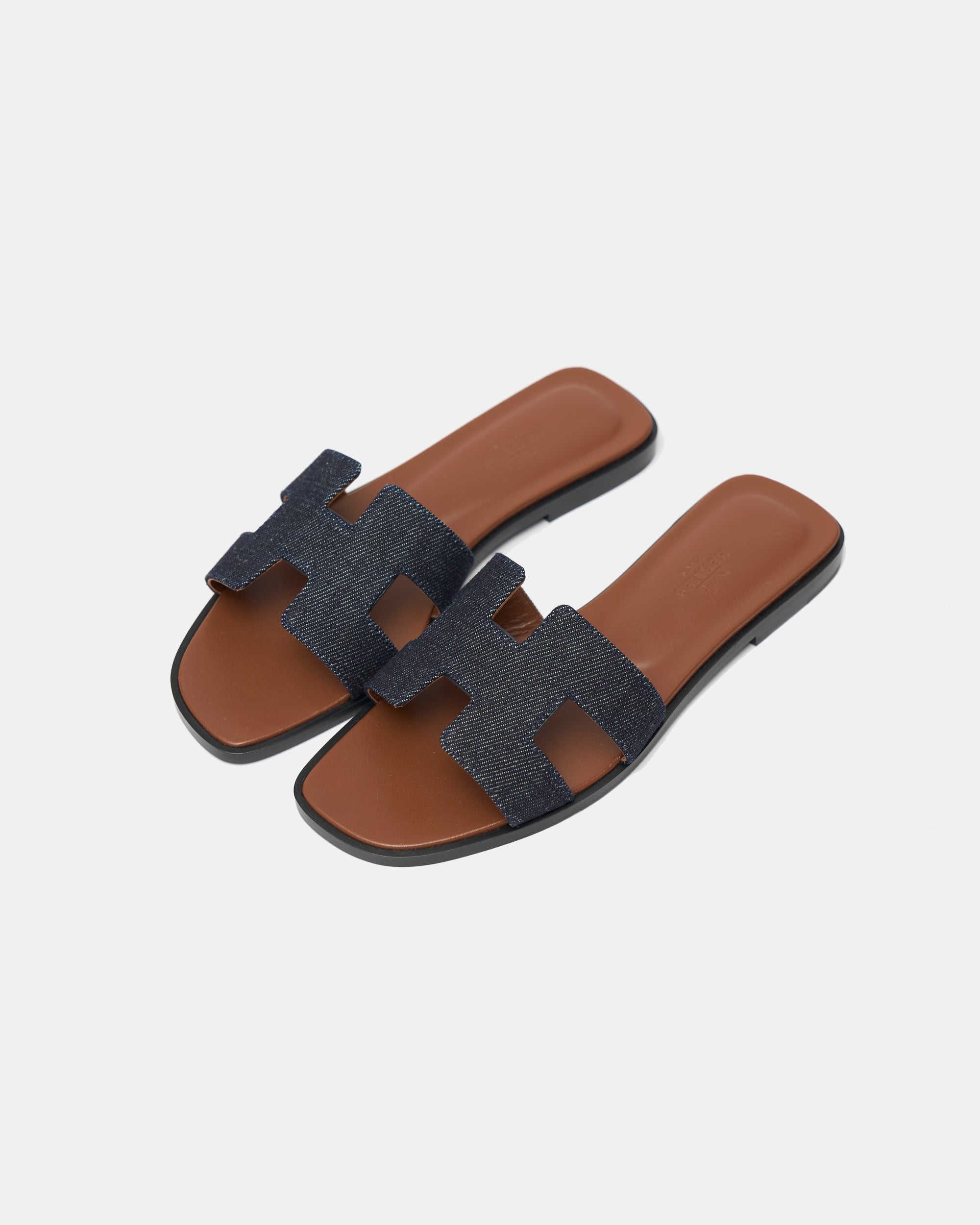 Hermès Oran Bleu Brut Denim Sandals