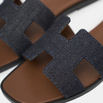 Hermès Oran Bleu Brut Denim Sandals