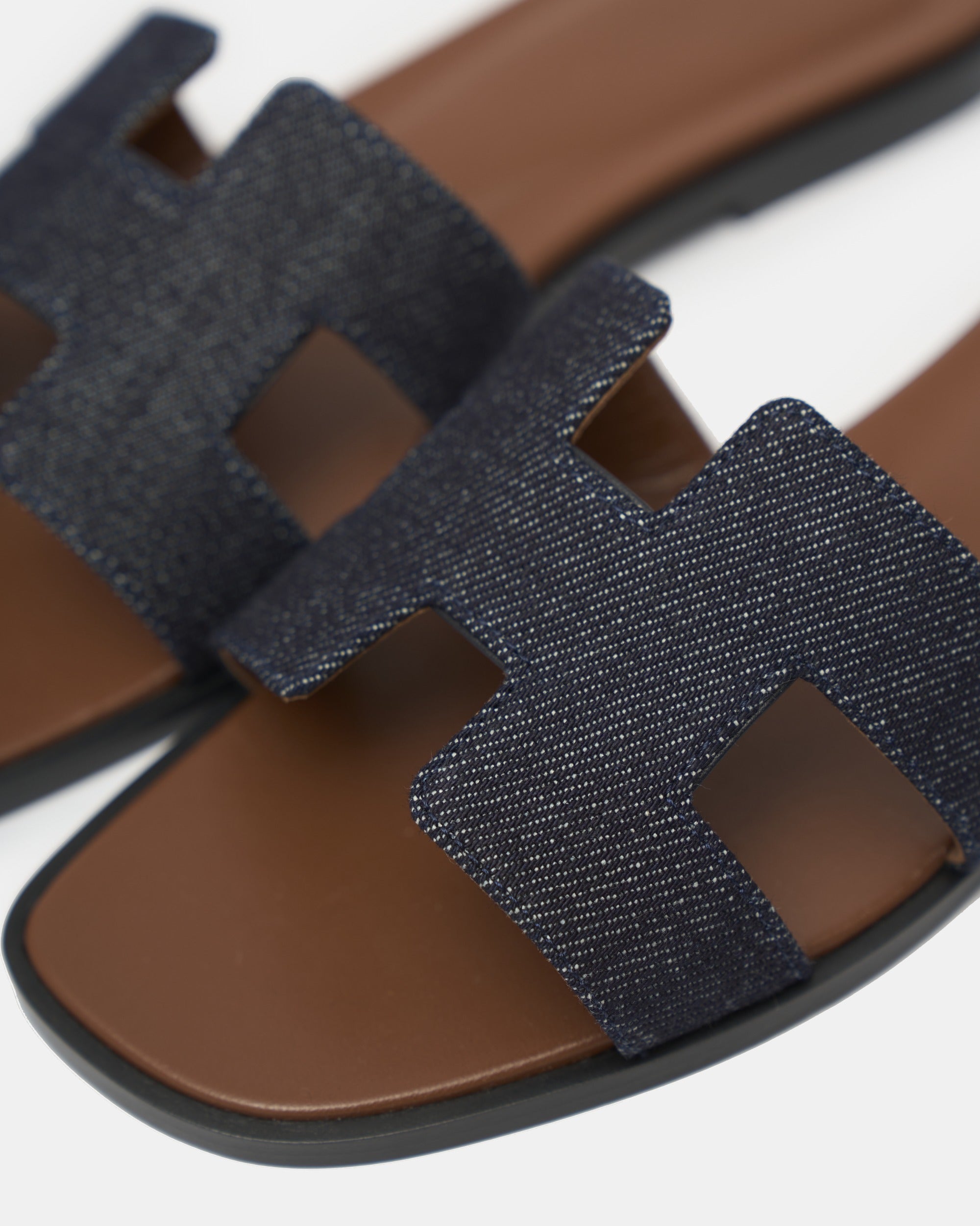 Hermès Oran Bleu Brut Denim Sandals