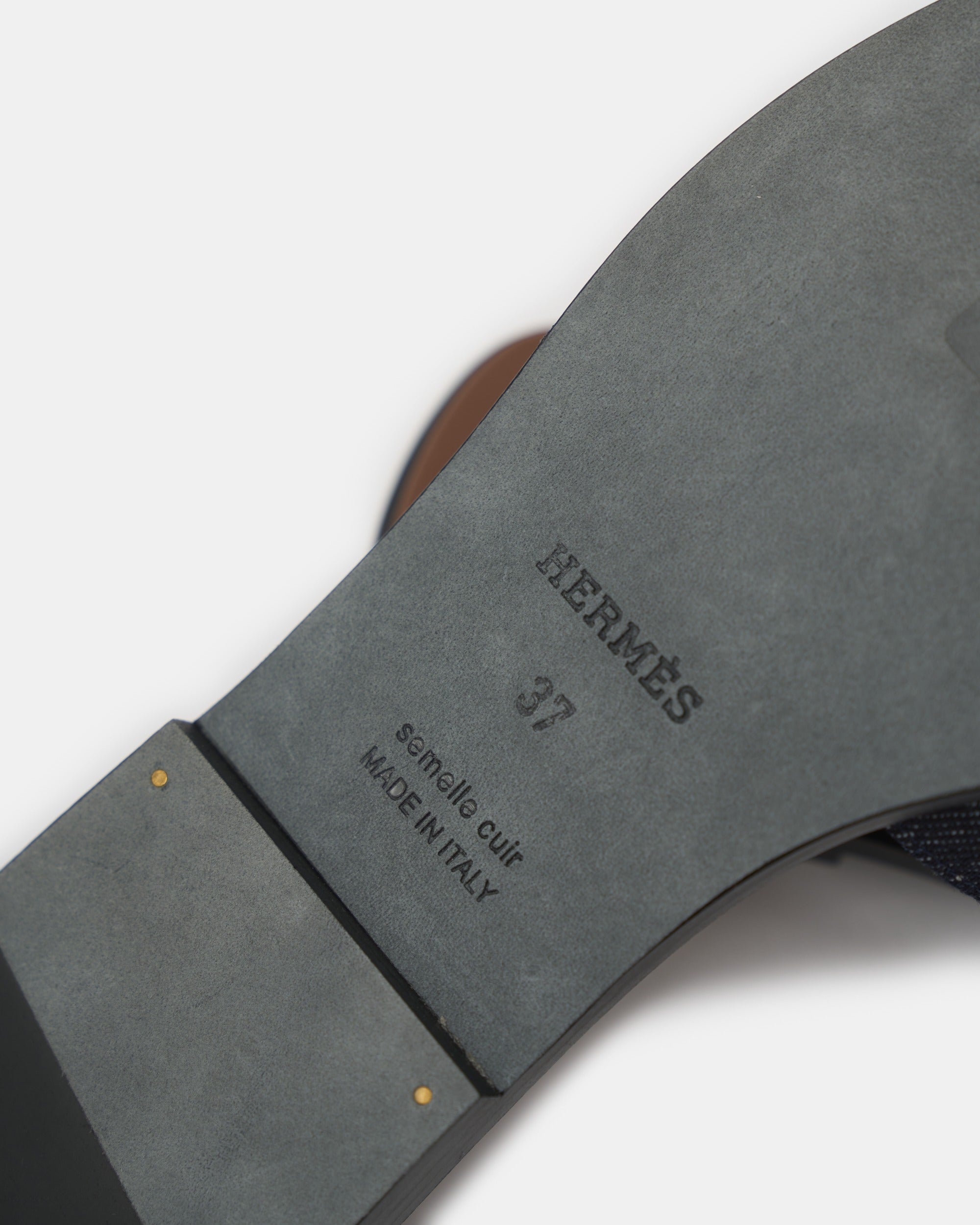 Hermès Oran Bleu Brut Denim Sandals