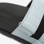 Hermès Chypre Bleu Ciel Matte Mississippiensis Alligator Sandals