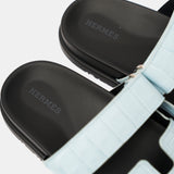 Hermès Chypre Bleu Ciel Matte Mississippiensis Alligator Sandals