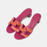 Hermès Oasis Orange Synthetic Rose Chapa Toile H Sandals