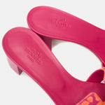 Hermès Oasis Orange Synthetic Rose Chapa Toile H Sandals