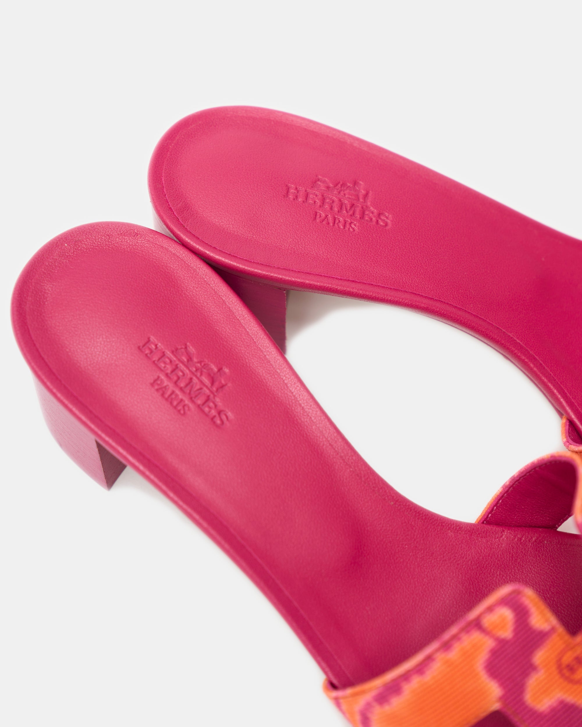 Hermès Oasis Orange Synthetic Rose Chapa Toile H Sandals