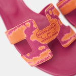 Hermès Oasis Orange Synthetic Rose Chapa Toile H Sandals
