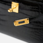 Hermès Kelly Pochette Black Shiny Alligator GHW