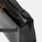Hermès Kelly Pochette Black Shiny Alligator GHW