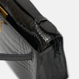 Hermès Kelly Pochette Black Shiny Alligator GHW