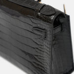 Hermès Kelly Pochette Black Shiny Alligator GHW