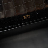 Hermès Kelly Pochette Black Shiny Alligator GHW