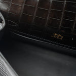 Hermès Kelly Pochette Black Shiny Alligator GHW