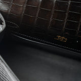 Hermès Kelly Pochette Black Shiny Alligator GHW