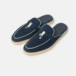Loro Piana Summer Charms Walk Dark Blue/White Loafers