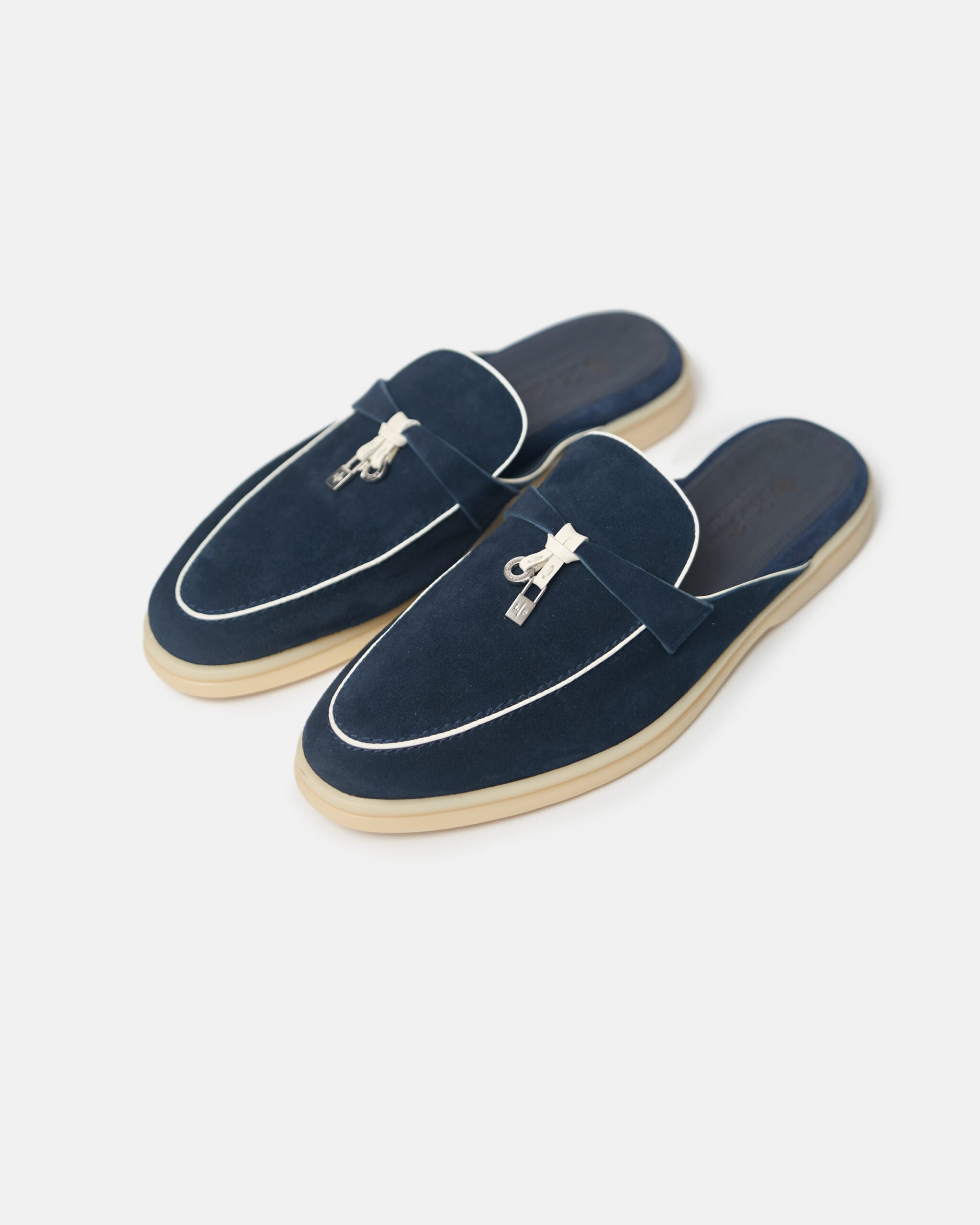 Loro Piana Summer Charms Walk Dark Blue/White Loafers