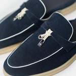 Loro Piana Summer Charms Walk Dark Blue/White Loafers