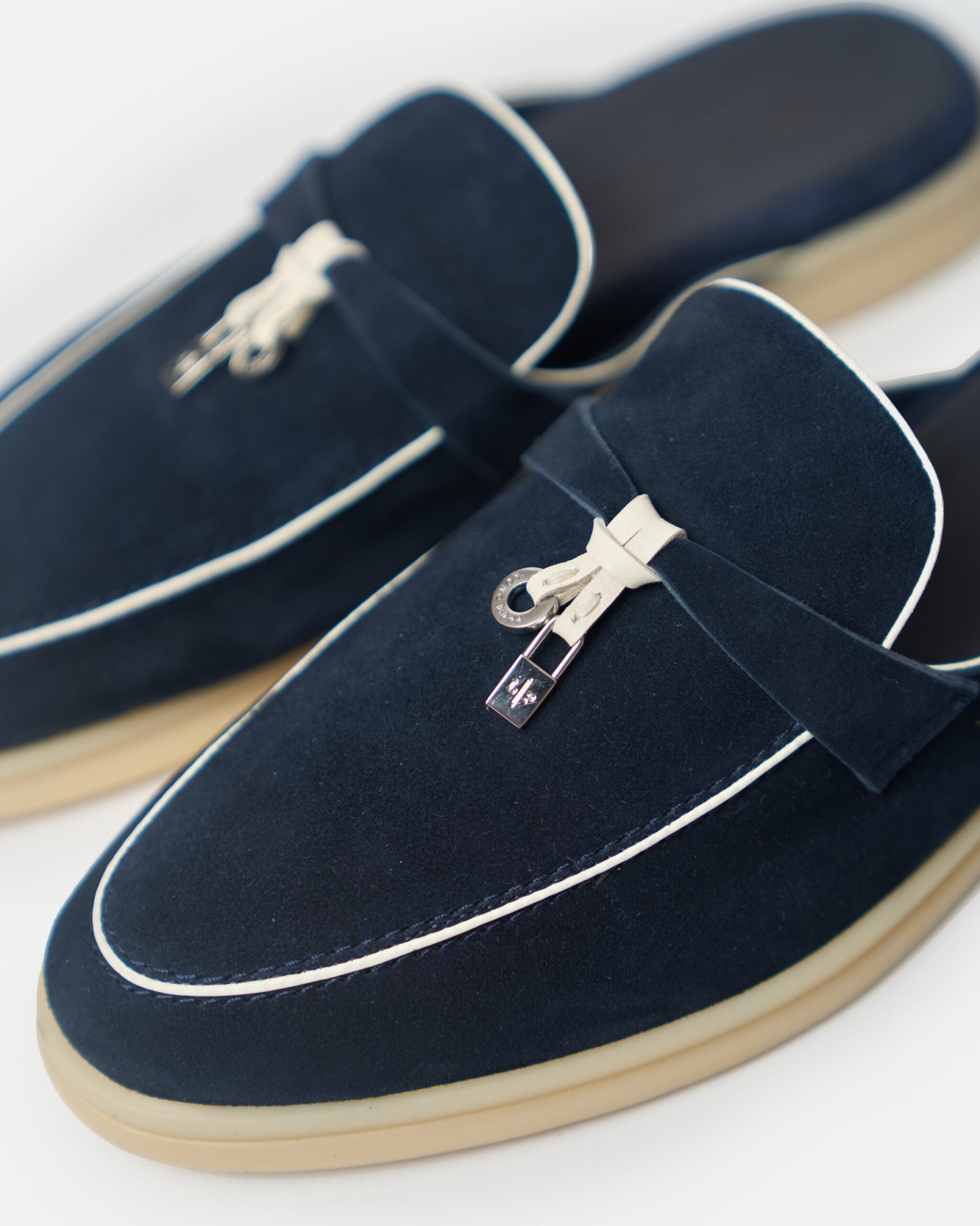 Loro Piana Summer Charms Walk Dark Blue/White Loafers