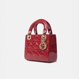 Dior Mini Lady Dior Red Vernis Bag Lambskin