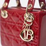 Dior Mini Lady Dior Red Vernis Bag Lambskin
