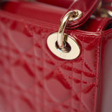 Dior Mini Lady Dior Red Vernis Bag Lambskin