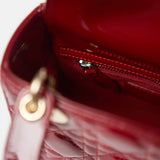 Dior Mini Lady Dior Red Vernis Bag Lambskin