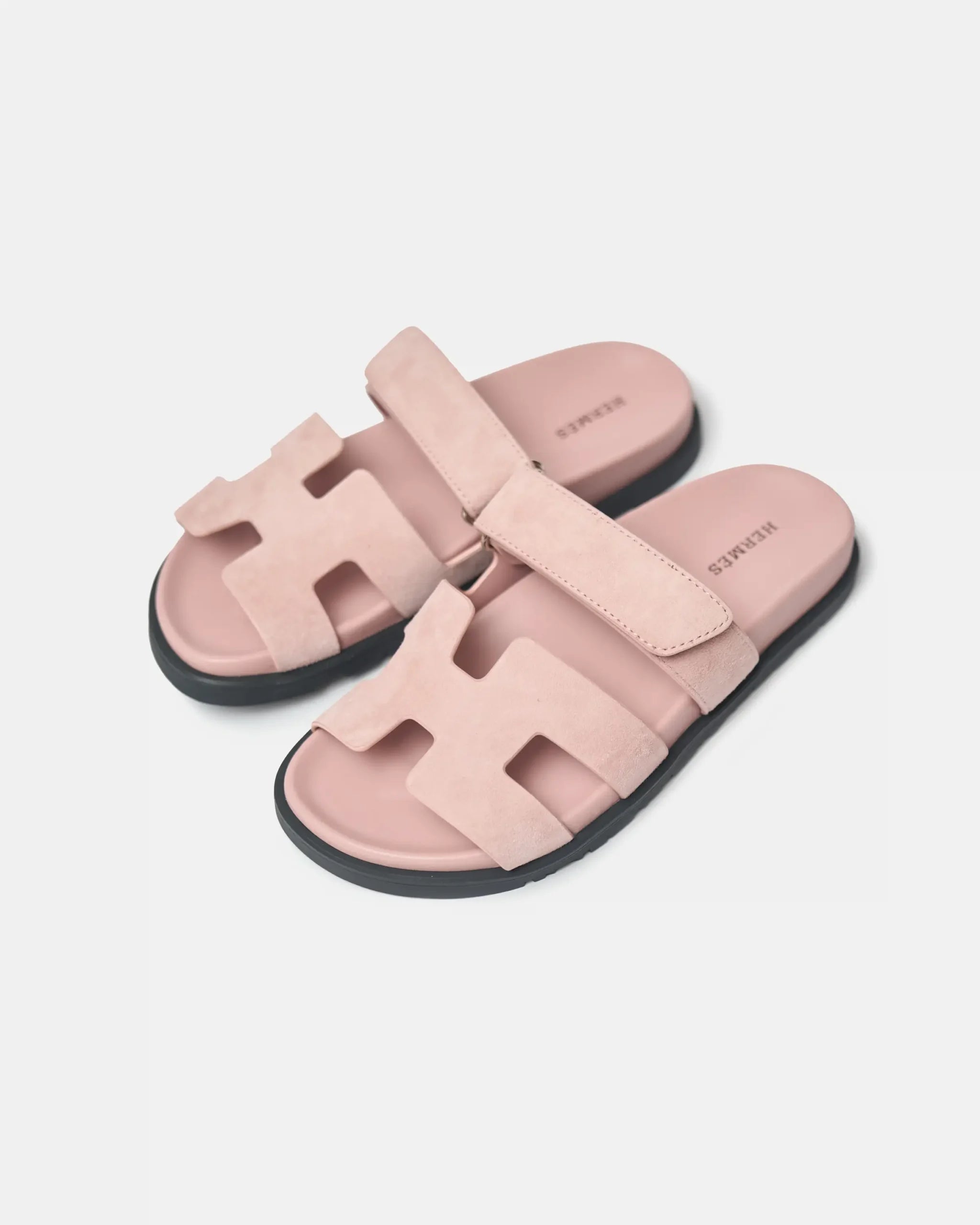 Hermès Chypre Rose Porcelain Suede Sandals
