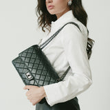 Chanel 2.55 Medium Black Aged Calfskin Black and Black Hardware