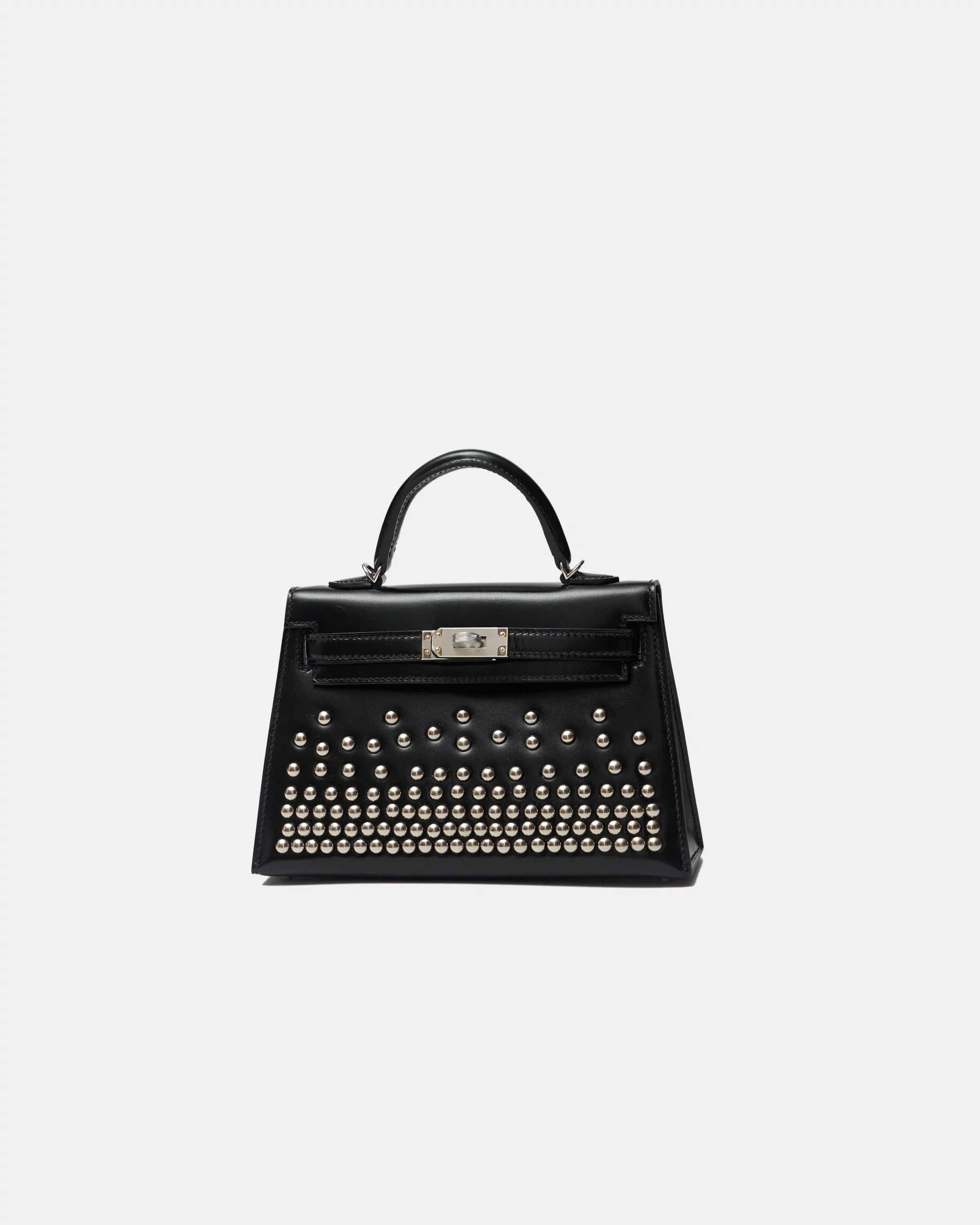 Hermès Mini Kelly 20 Black Cloute With Studs PHW