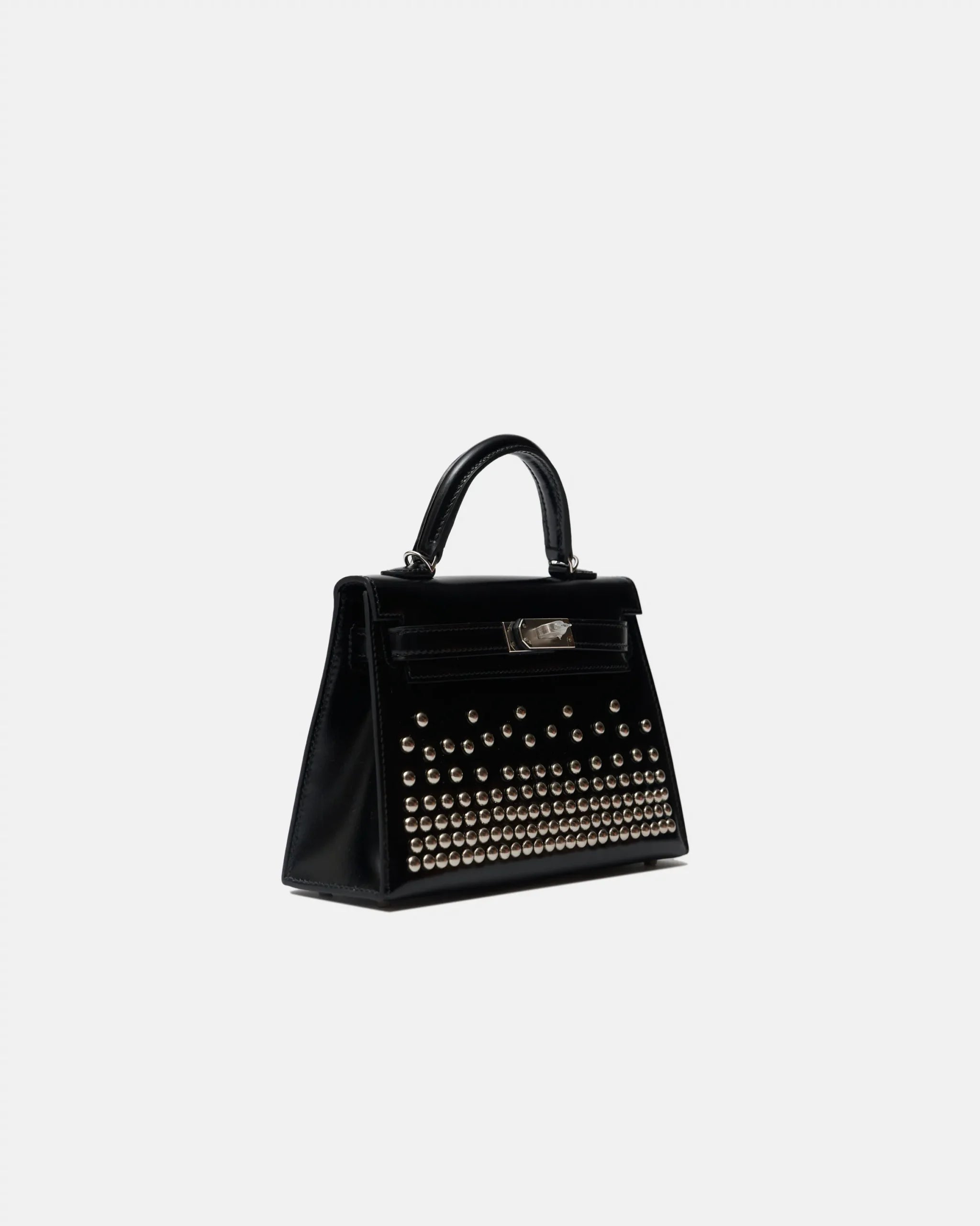 Hermès Mini Kelly 20 Black Cloute With Studs PHW