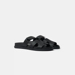 Hermes Chypre Black Calfskin Sandal