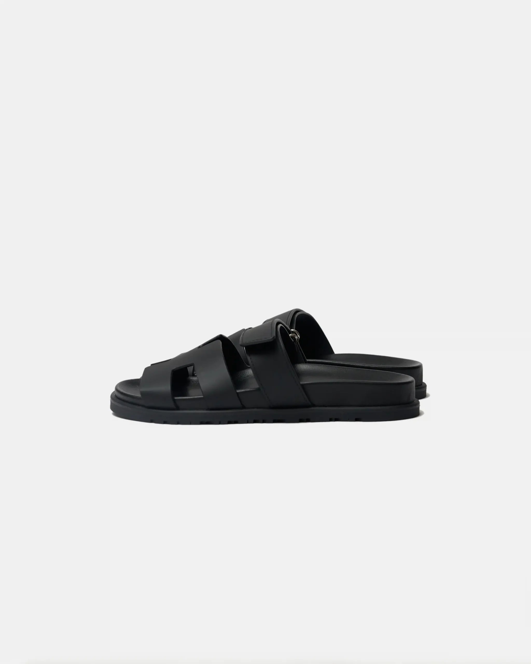 Hermes Chypre Black Calfskin Sandal