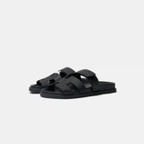 Hermes Chypre Black Calfskin Sandal