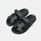 Hermes Chypre Black Calfskin Sandal