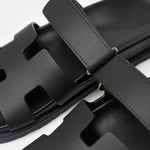 Hermes Chypre Black Calfskin Sandal