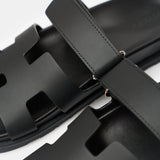 Hermes Chypre Black Calfskin Sandal