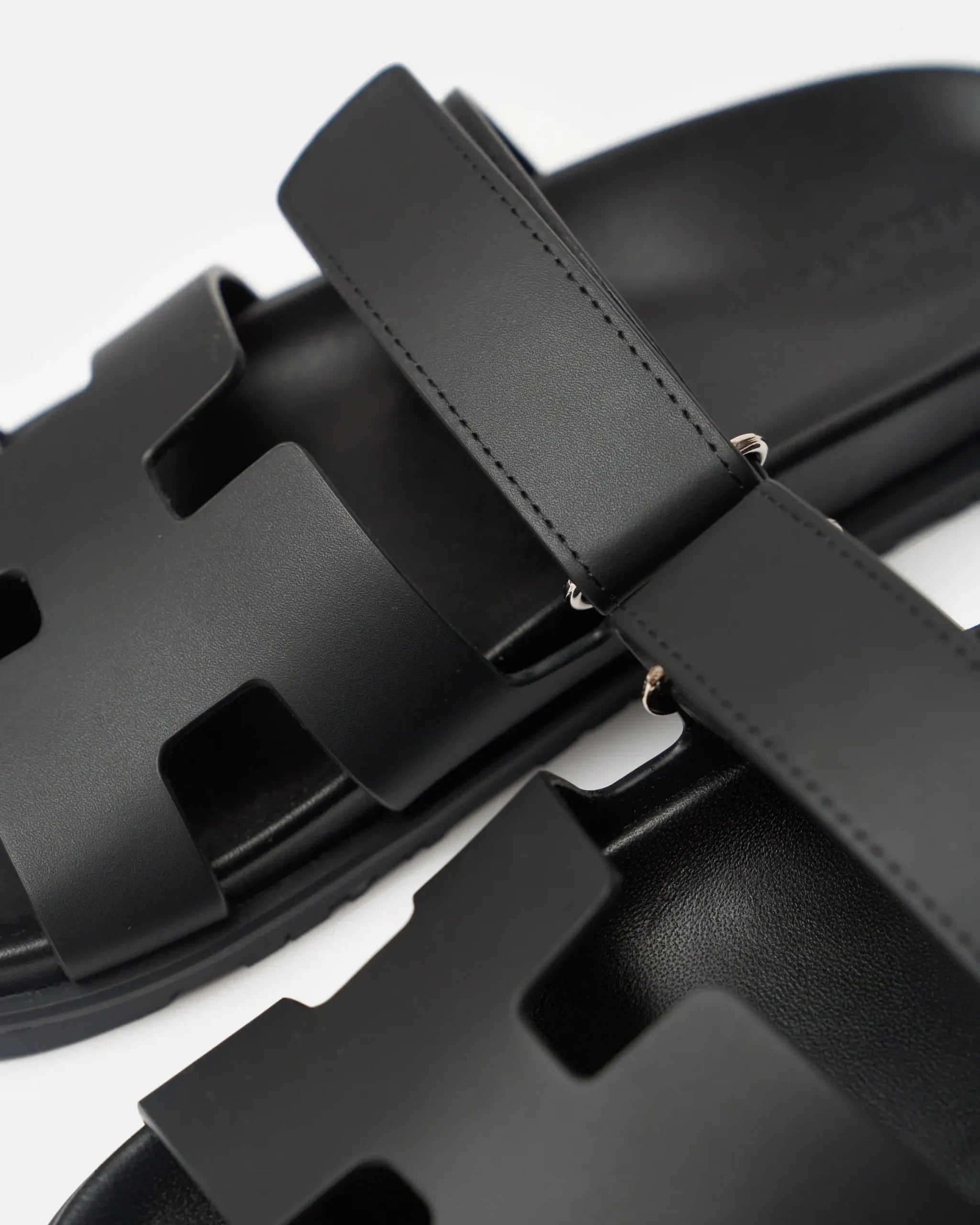 Hermes Chypre Black Calfskin Sandal