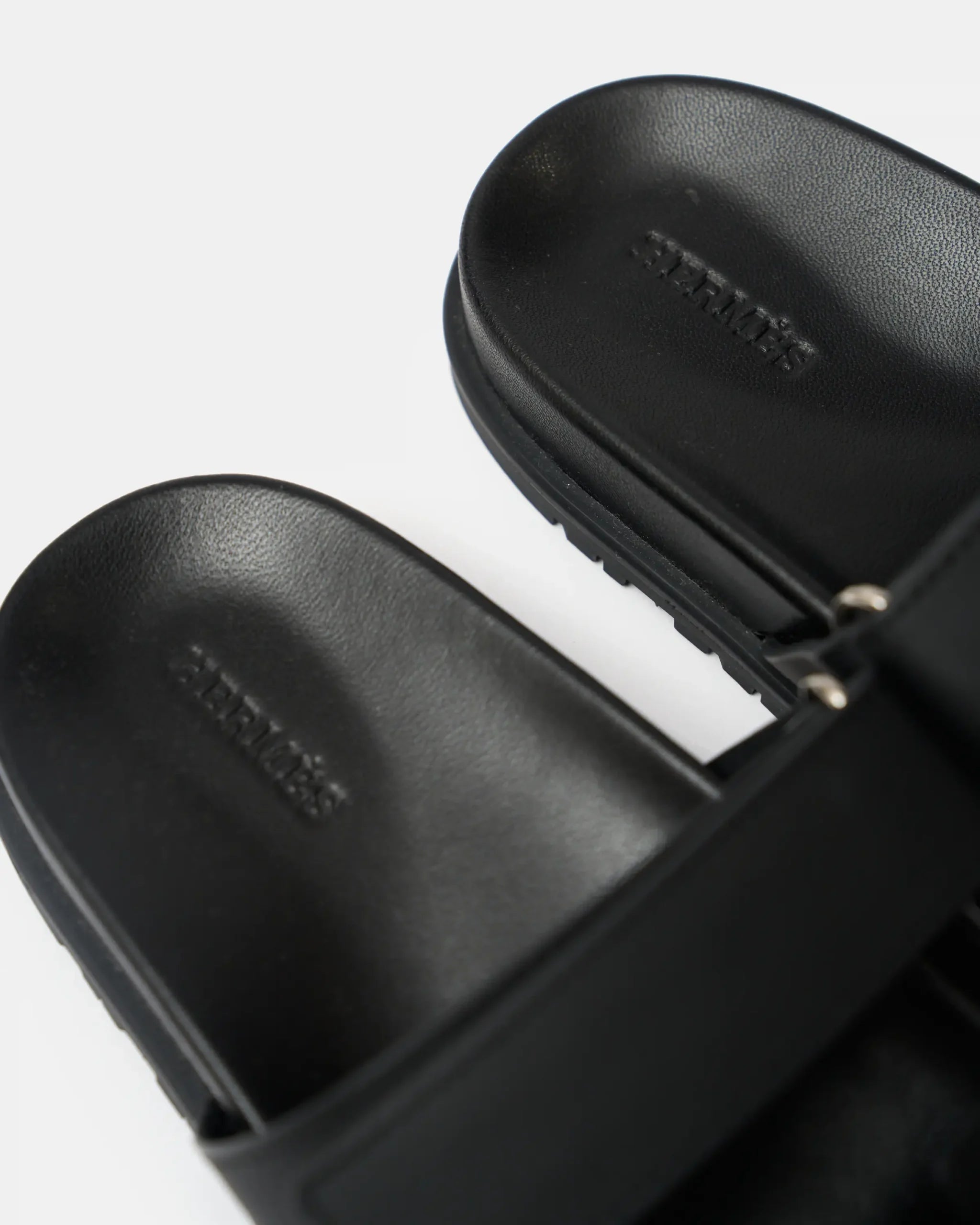 Hermes Chypre Black Calfskin Sandal