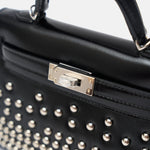 Hermès Mini Kelly 20 Black Cloute With Studs PHW