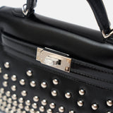 Hermès Mini Kelly 20 Black Cloute With Studs PHW