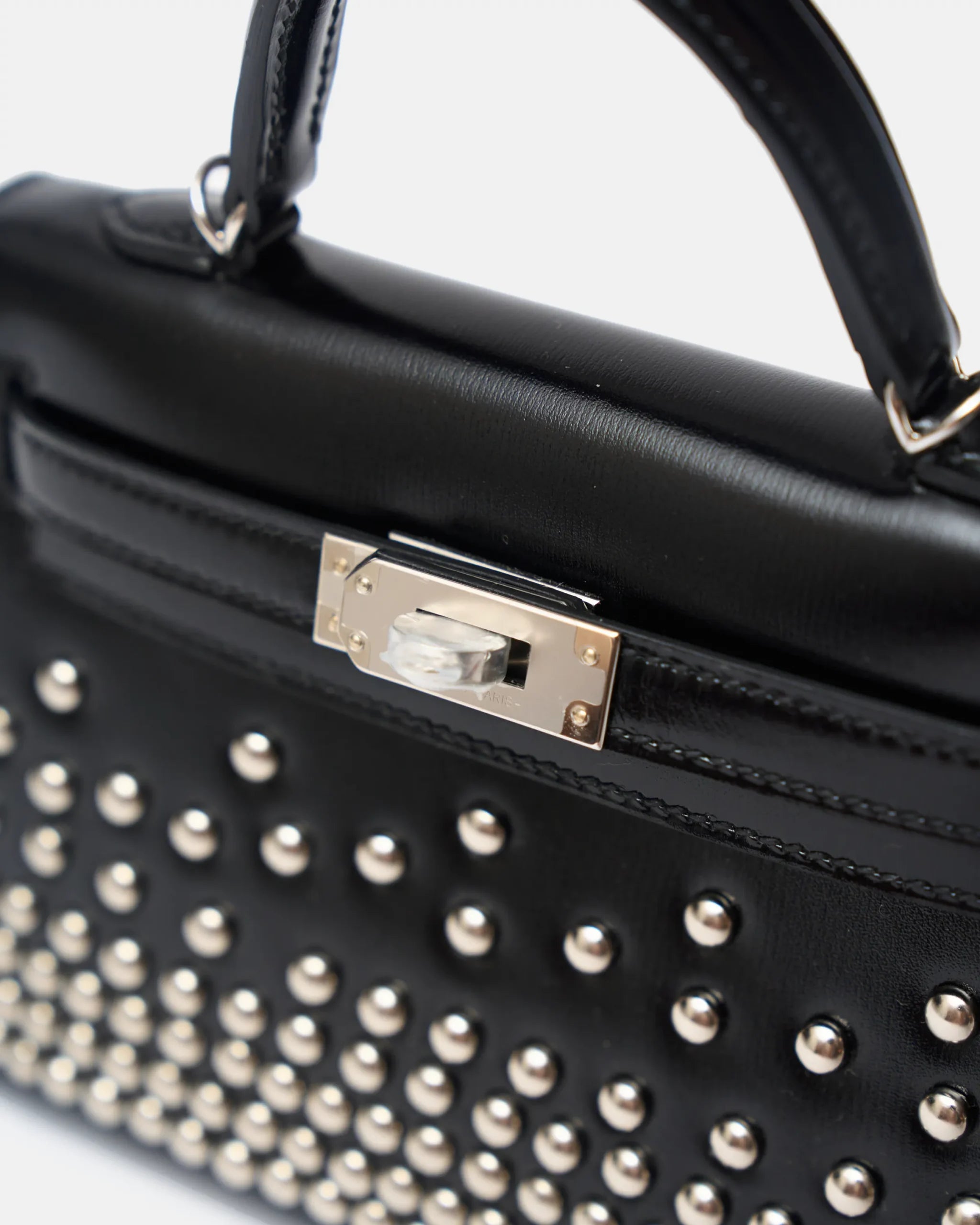 Hermès Mini Kelly 20 Black Cloute With Studs PHW