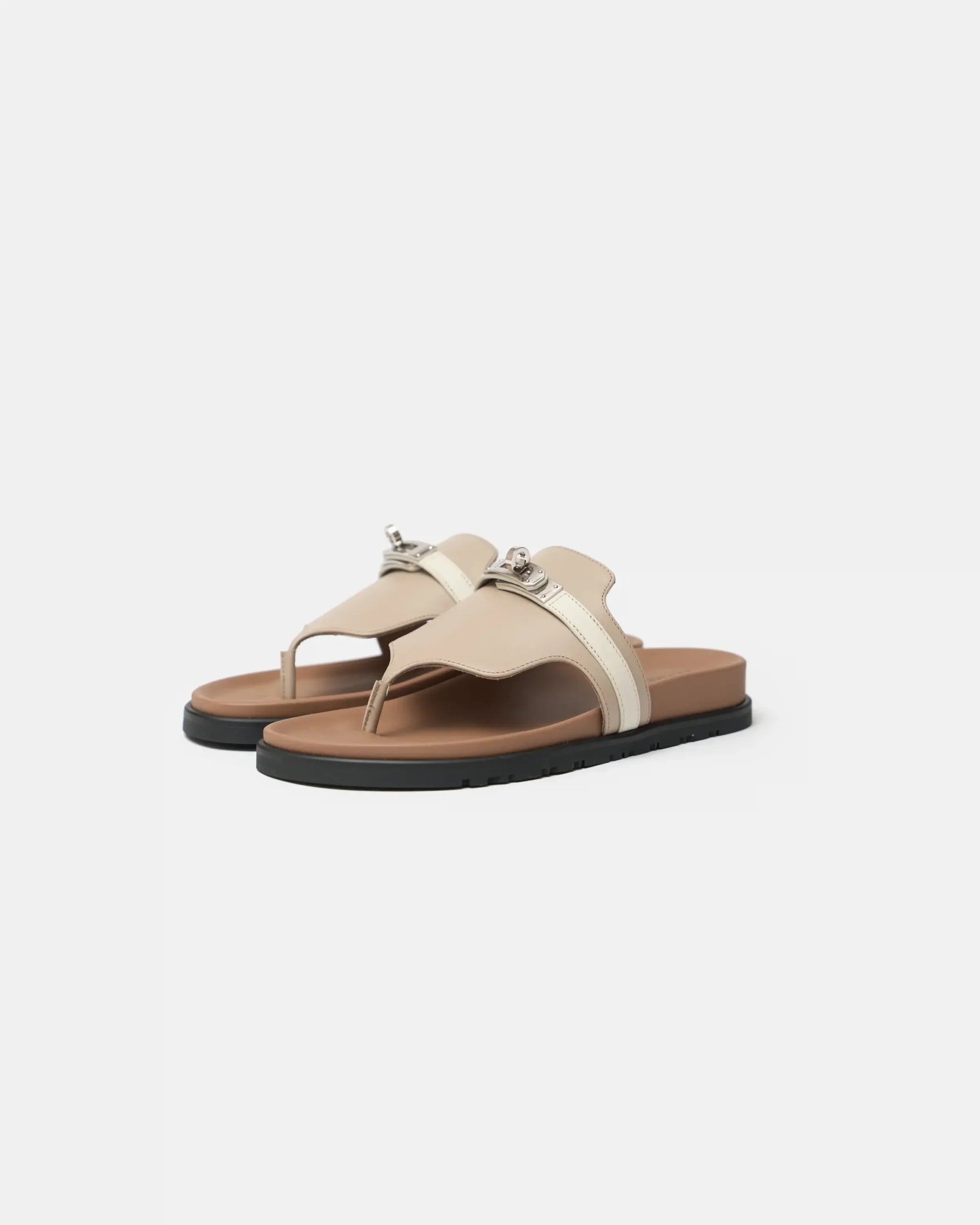 Hermès Empire Beige Mastic Beige Glaise Calfskin Sandals