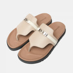 Hermès Empire Beige Mastic Beige Glaise Calfskin Sandals