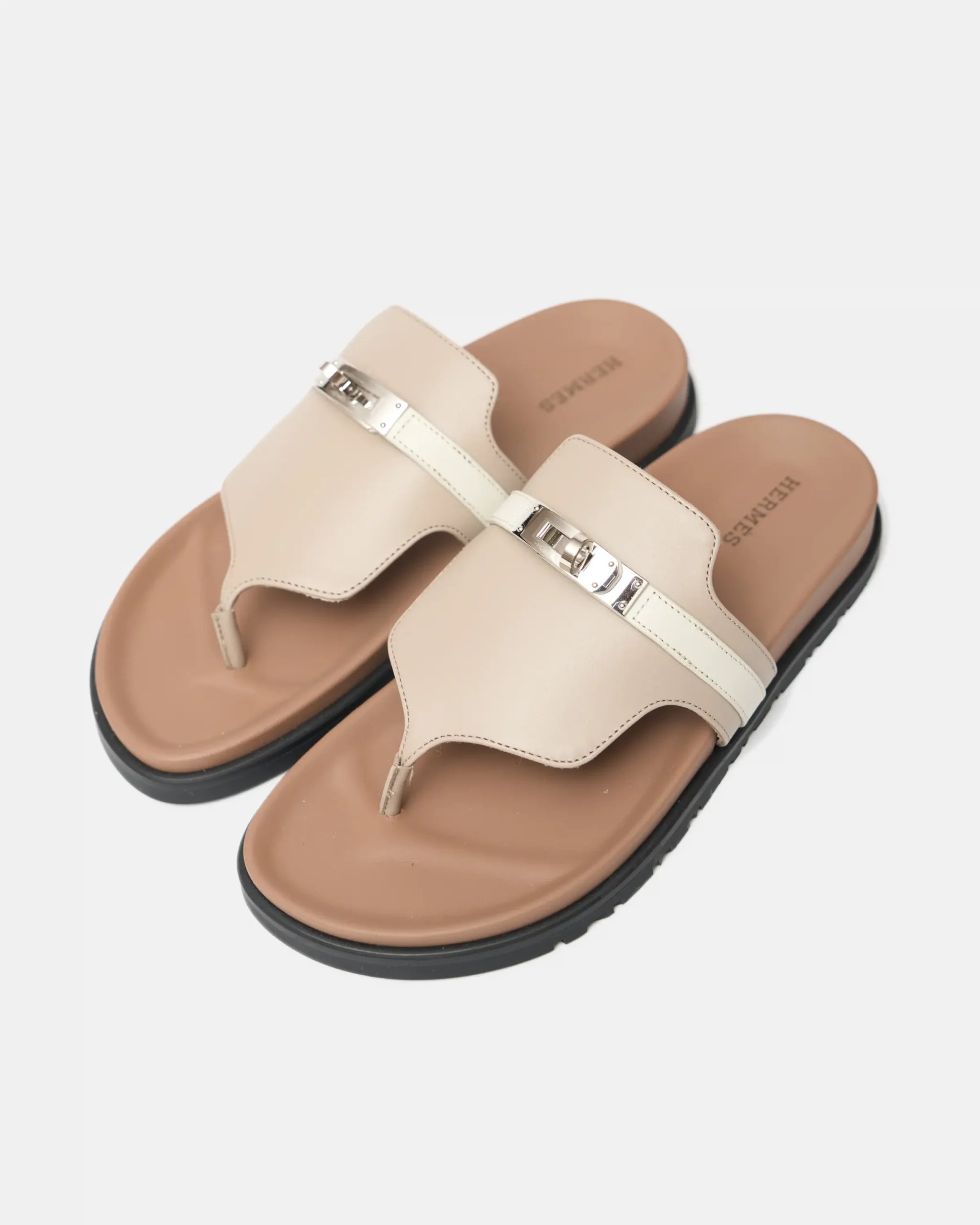 Hermès Empire Beige Mastic Beige Glaise Calfskin Sandals
